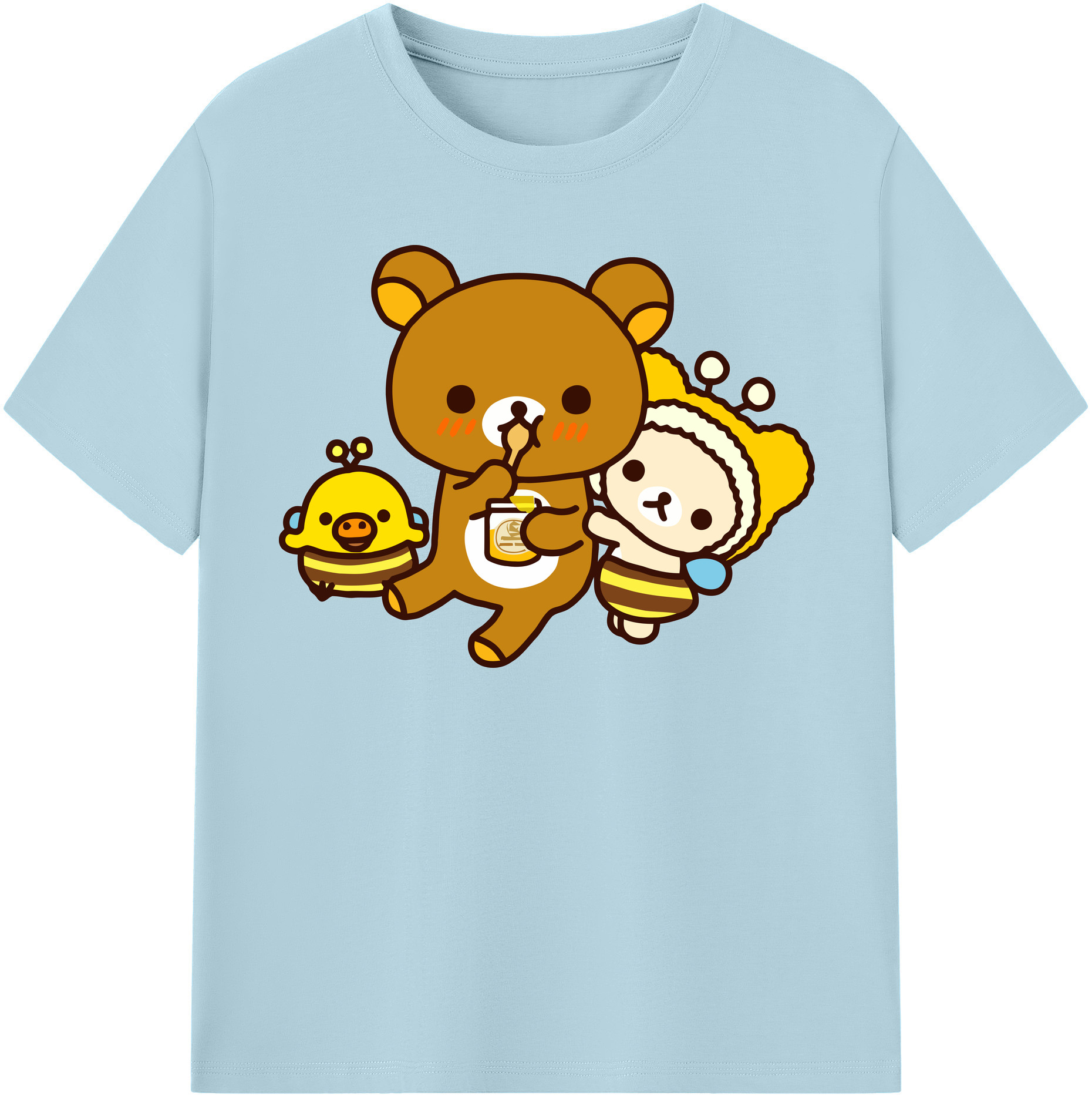 （画像用） リラックマ リラックマ キイロイトリ Rilakkuma Korilakkuma Kiiroitori 綿100％半袖Tシャツ（フロントプリント）